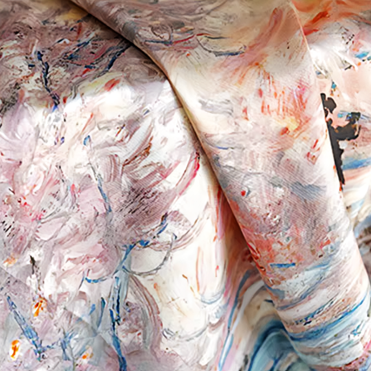 "Snow" Monet Oil Painting Series Double-sided Different Color Printed Twill Silk Large Square Scarf Women's Winter Mulberry Silk Scarf