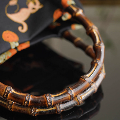 Songjin silk persimmon cat bamboo handbag