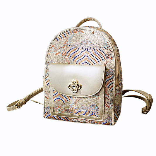 Seawater River Cliff Pattern Backpack Intangible Cultural Heritage Yunjin Zipper New Chinese Style Women's National Style Casual Bag