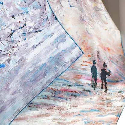 "Snow" Monet Oil Painting Series Double-sided Different Color Printed Twill Silk Large Square Scarf Women's Winter Mulberry Silk Scarf