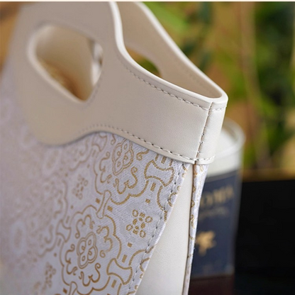 Intangible Cultural Heritage Song Dynasty Brocade Silk Diamond Chain White Dingsheng Pattern Handbag