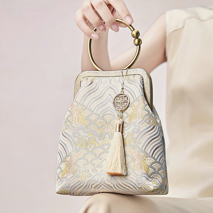New Chinese style white embroidered handbag