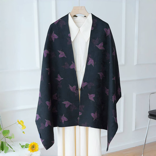 Song Dynasty Lotus Scene Xiangyunsha Flower Compass Buckle Silk Double-sided Double-layer Mulberry Silk Shawl Small Waistcoat Gift Scarf