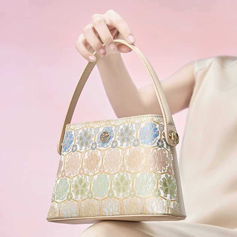 Intangible cultural heritage Song Dynasty brocade pattern brocade turtleback pattern new Chinese style crossbody handbag bucket bag for women