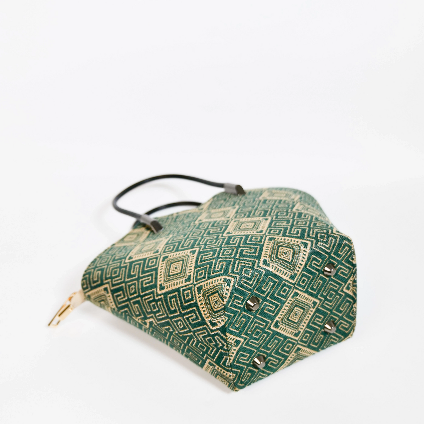 Zhuang Brocade Pattern Green Double Swallow Butterfly Handbag