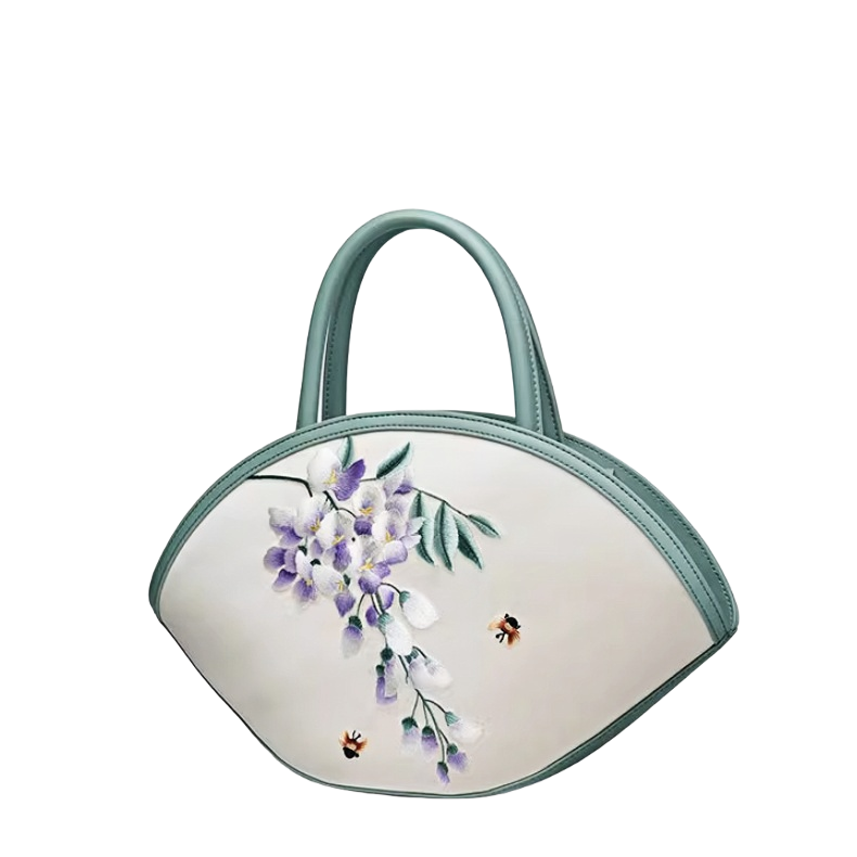 Intangible cultural heritage handmade Suzhou embroidery wisteria new Chinese style crossbody handbag large capacity cheongsam bag for women