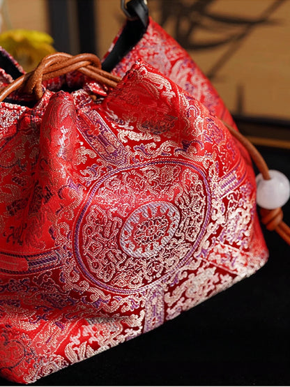 Songjin red retro hand-held crossbody mobile phone bucket bag