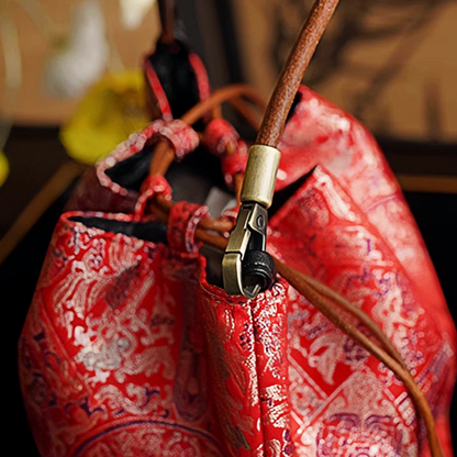 Songjin red retro hand-held crossbody mobile phone bucket bag
