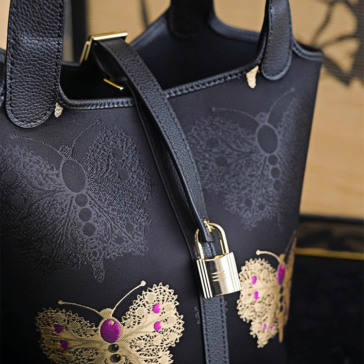 Songjin Handbag New Chinese Style Red Gold Butterfly Lock Bag