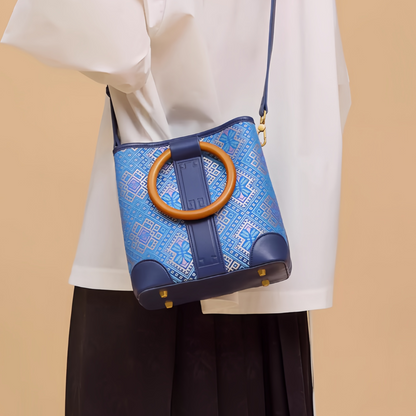 Zhuang brocade ring bag all-match high-end new Chinese style hand-held shoulder bag genuine leather women's bag