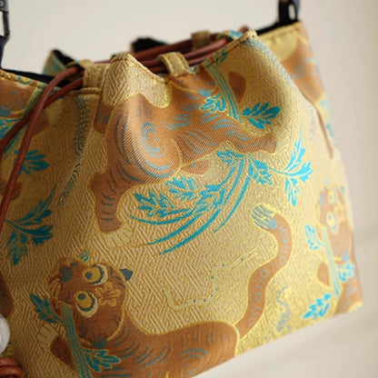 Songjin yellow retro hand-held crossbody mobile phone bucket bag