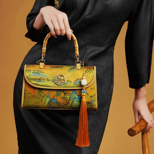 New Chinese style mulberry silk bamboo handbag