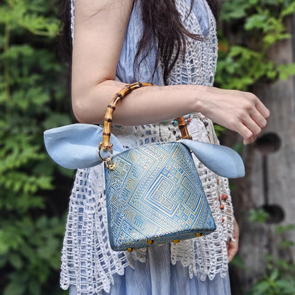 Guangxi Zhuang Brocade Bamboo Bunny Ear Bucket Bag Cute Handbag Crossbody Bag
