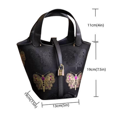 Songjin Handbag New Chinese Style Red Gold Butterfly Lock Bag