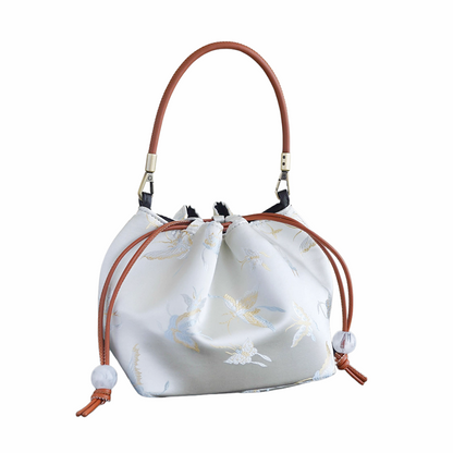 Songjin white retro hand-held crossbody mobile phone bucket bag