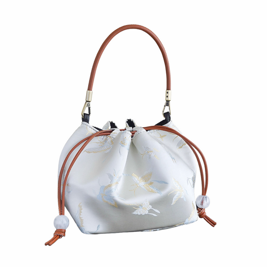 Songjin white retro hand-held crossbody mobile phone bucket bag