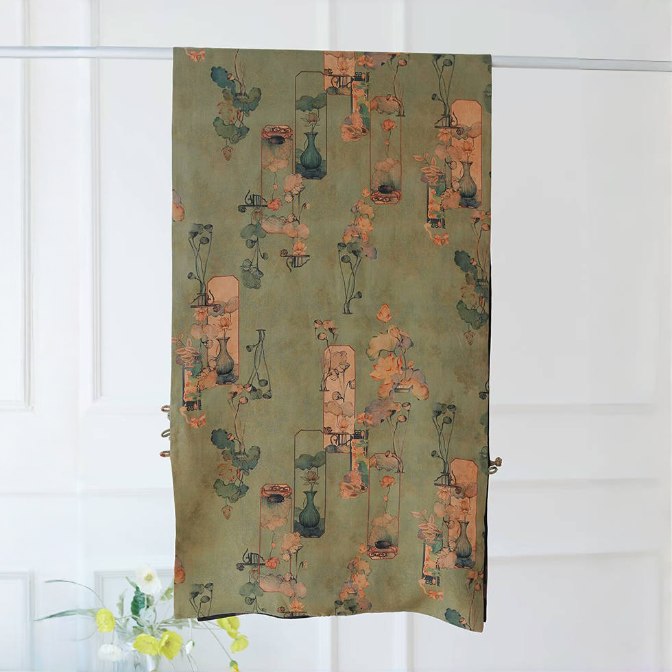 Song Dynasty Lotus Scene Xiangyunsha Flower Compass Buckle Silk Double-sided Double-layer Mulberry Silk Shawl Small Waistcoat Gift Scarf