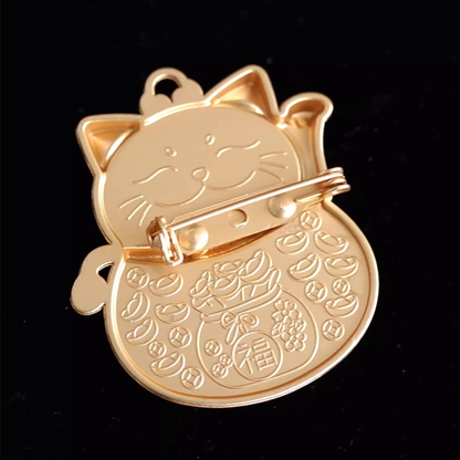 Song Brocade Silk Lucky Cat Brooch
