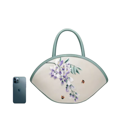 Intangible cultural heritage handmade Suzhou embroidery wisteria new Chinese style crossbody handbag large capacity cheongsam bag for women