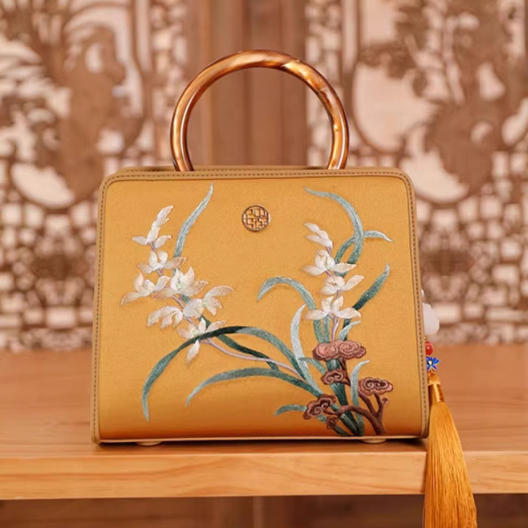 Handmade Suzhou embroidery Zhilan Yushu new Chinese style one-shoulder crossbody handbag small square bag for women