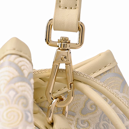 New Chinese style river cliff sea water pattern brocade jacquard bucket bag