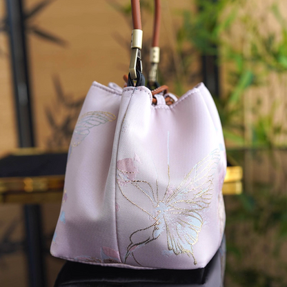Songjin light pink retro hand-held crossbody mobile phone bucket bag