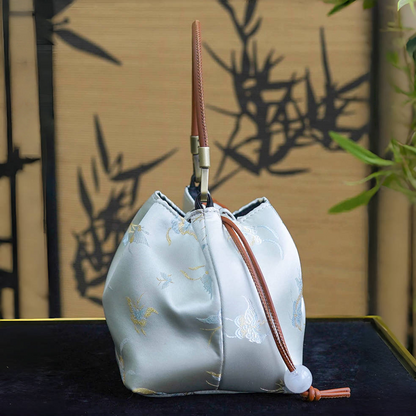 Songjin white retro hand-held crossbody mobile phone bucket bag