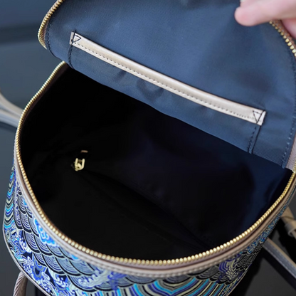 Seawater River Cliff Pattern Backpack Intangible Cultural Heritage Yunjin Zipper New Chinese Style Women's National Style Casual Bag