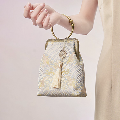 New Chinese style white embroidered handbag