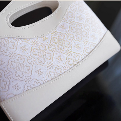 Intangible Cultural Heritage Song Dynasty Brocade Silk Diamond Chain White Dingsheng Pattern Handbag