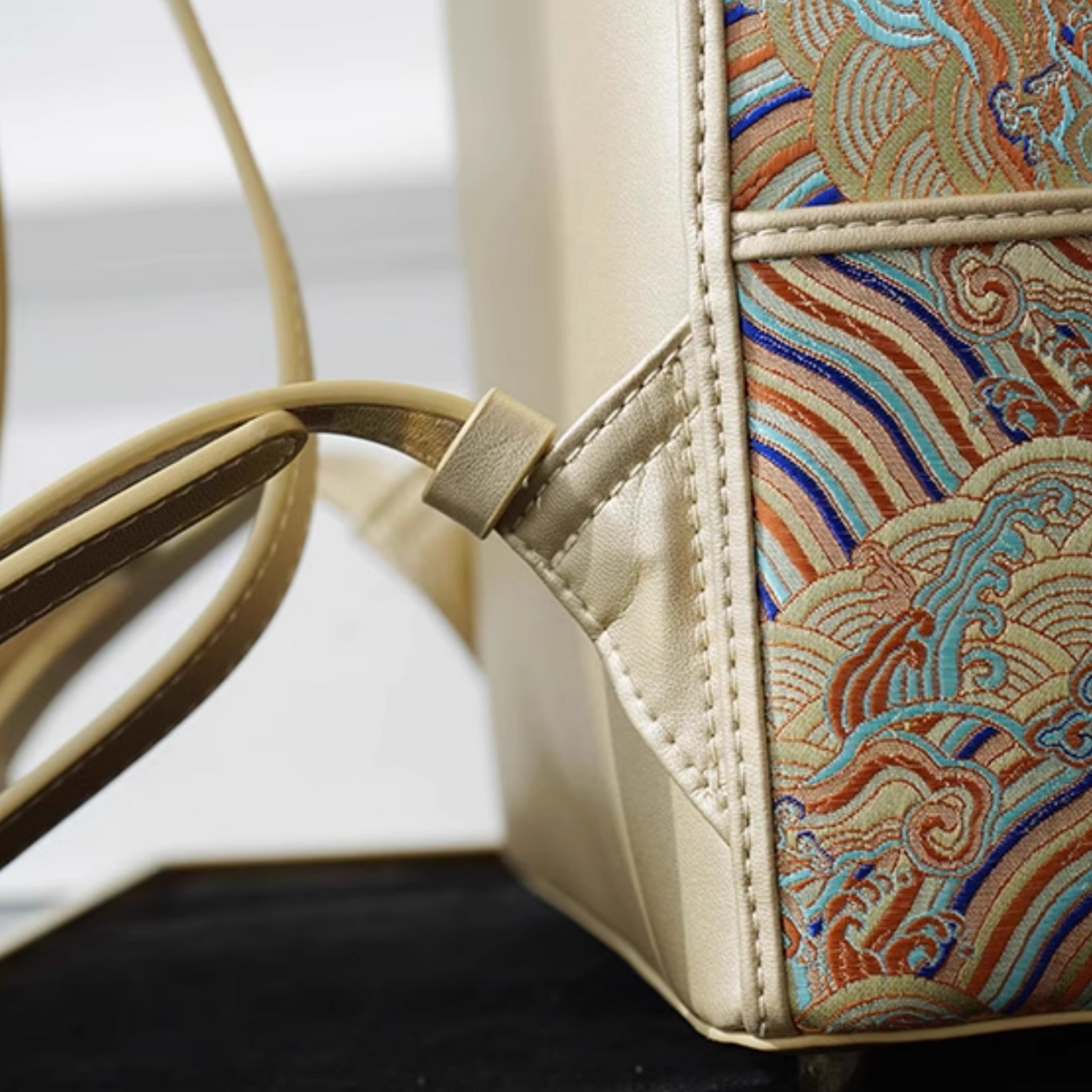 Seawater River Cliff Pattern Backpack Intangible Cultural Heritage Yunjin Zipper New Chinese Style Women's National Style Casual Bag