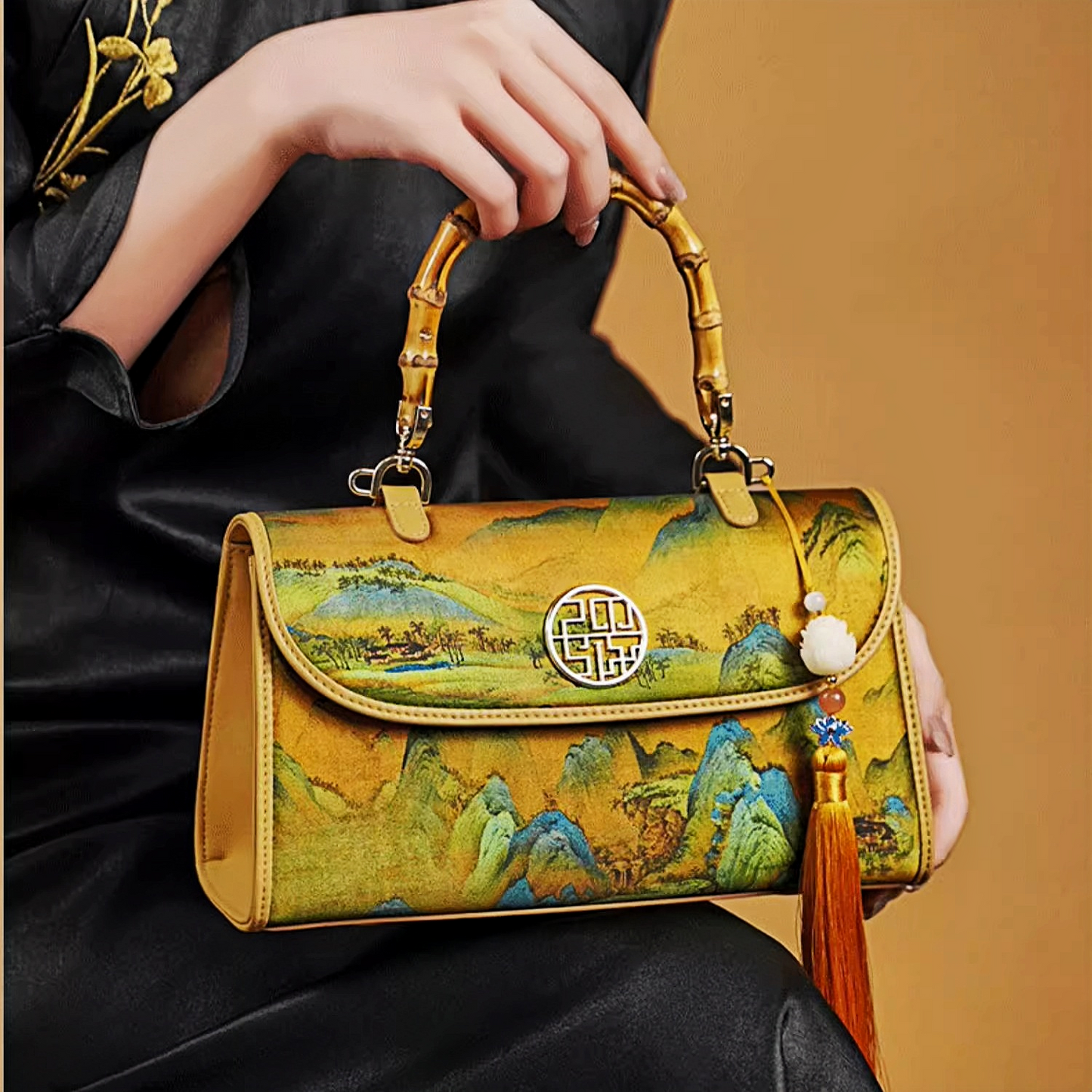 New Chinese style mulberry silk bamboo handbag