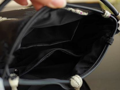 Songjin black retro hand-held crossbody mobile phone bucket bag
