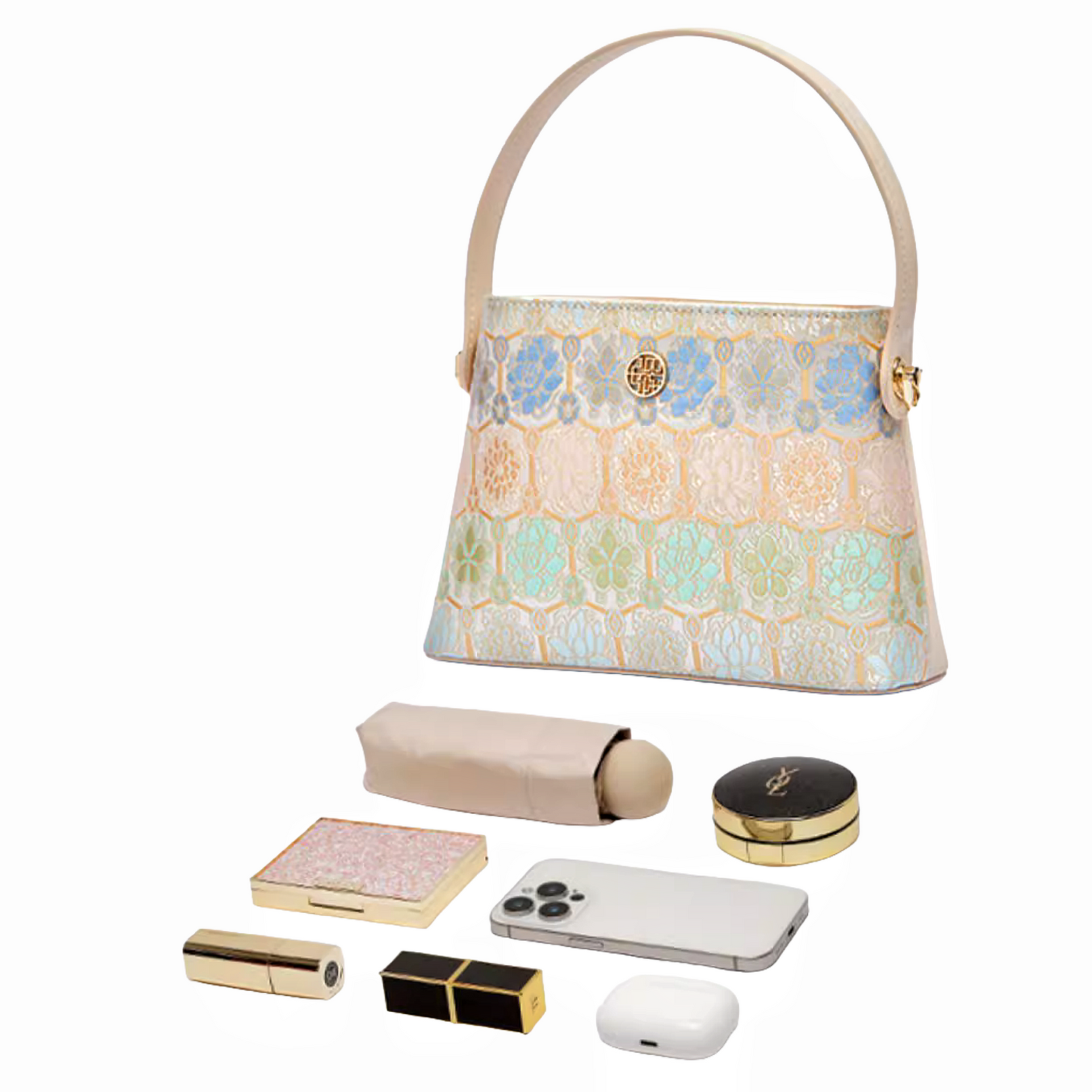 Intangible cultural heritage Song Dynasty brocade pattern brocade turtleback pattern new Chinese style crossbody handbag bucket bag for women