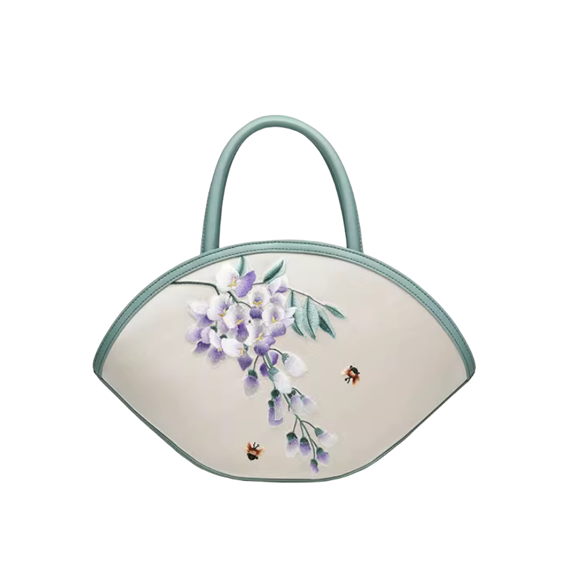 Intangible cultural heritage handmade Suzhou embroidery wisteria new Chinese style crossbody handbag large capacity cheongsam bag for women