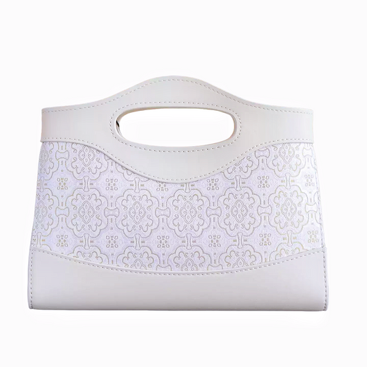 Intangible Cultural Heritage Song Dynasty Brocade Silk Diamond Chain White Dingsheng Pattern Handbag
