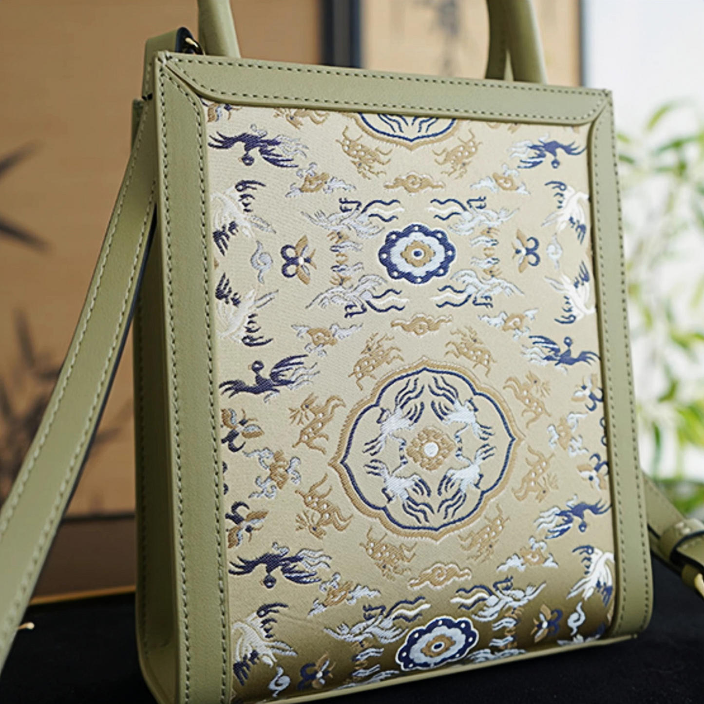 Crane and Deer Spring Intangible Cultural Heritage Song Brocade Women's Silk Handbag
