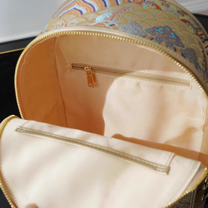 Seawater River Cliff Pattern Backpack Intangible Cultural Heritage Yunjin Zipper New Chinese Style Women's National Style Casual Bag