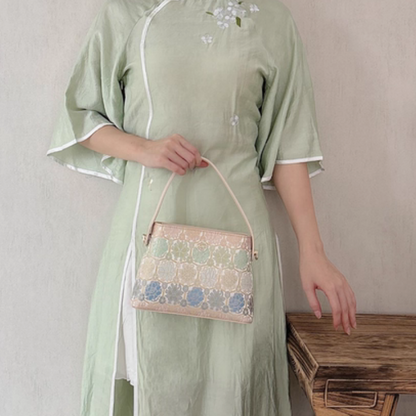 Intangible cultural heritage Song Dynasty brocade pattern brocade turtleback pattern new Chinese style crossbody handbag bucket bag for women