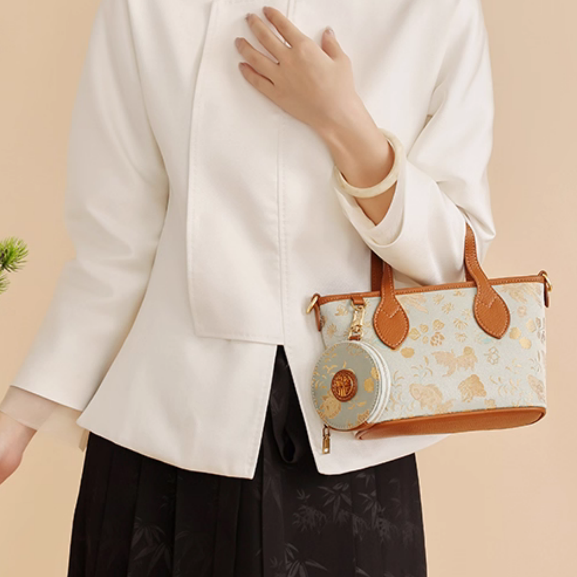 Intangible Cultural Heritage Song Dynasty Brocade Embroidered Flower Tote Bag