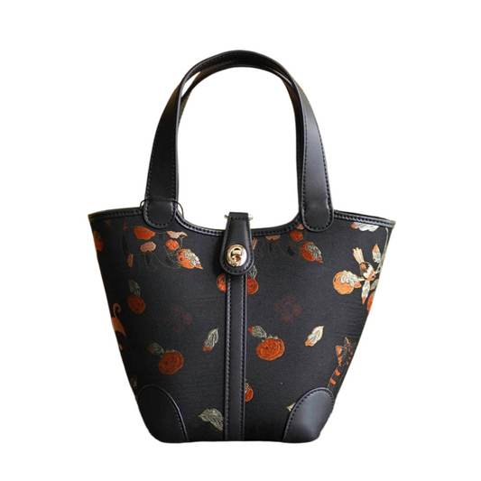 Cat Persimmon Intangible Cultural Heritage Song Brocade Silk Lock Shoulder Handbag