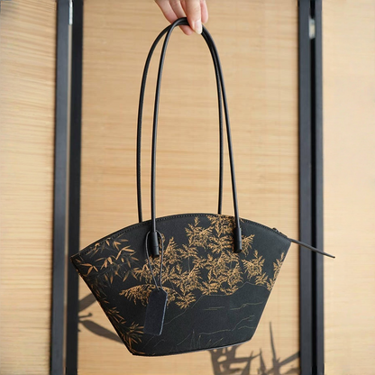 No Fengyue fan-shaped bag long shoulder strap fan-shaped new Chinese style ancient style zipper shoulder bag handbag