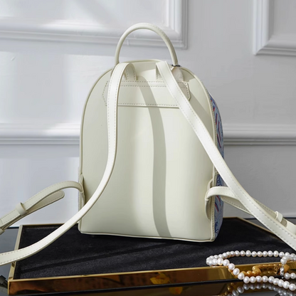 Champagne-colored seawater river cliff pattern backpack intangible cultural heritage brocade zipper new Chinese style women's national style casual bag