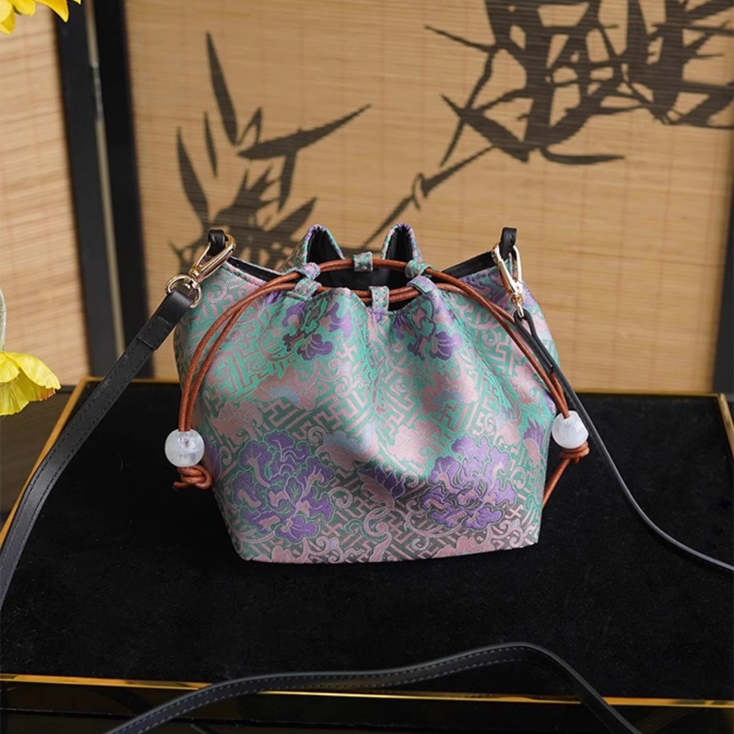 Songjin new Chinese style women's bag retro hand-held crossbody mobile phone bucket bag