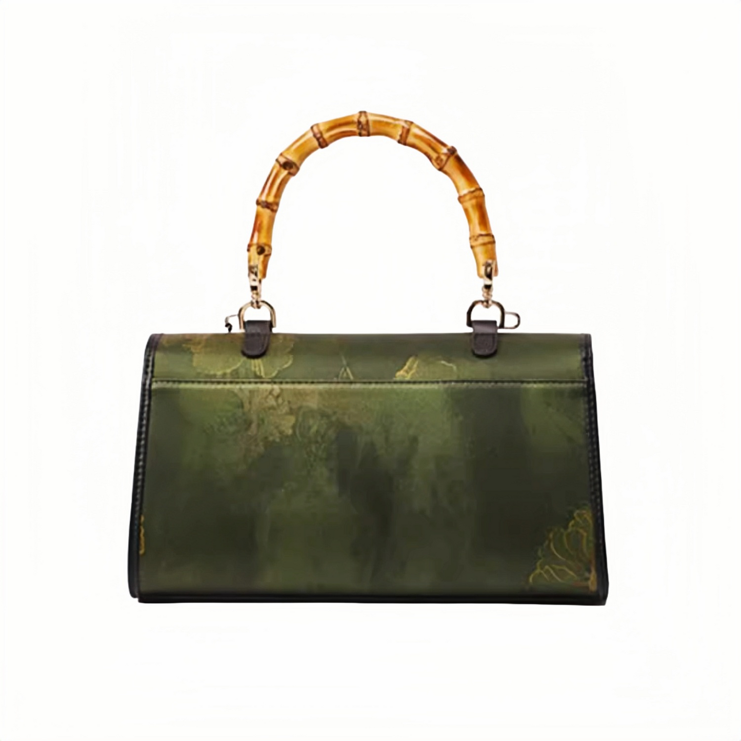 Intangible Heritage Xiangyunsha Printed Green Cuiwei New Chinese Style Mulberry Silk Handheld Oblique Bamboo Shoulder Bag for Women