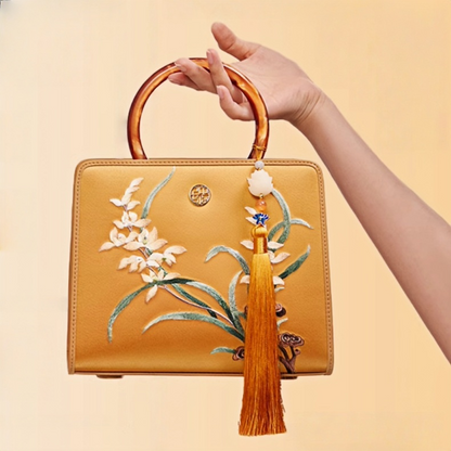 Handmade Suzhou embroidery Zhilan Yushu new Chinese style one-shoulder crossbody handbag small square bag for women