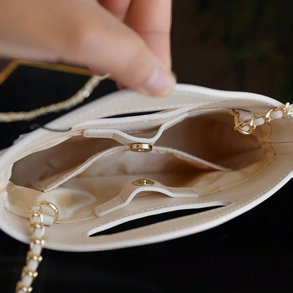 Intangible Cultural Heritage Song Dynasty Brocade Silk Diamond Chain White Dingsheng Pattern Handbag