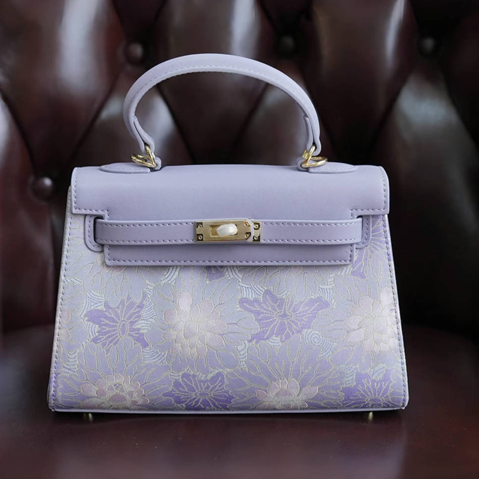 Intangible Cultural Heritage Song Brocade Chinese Style Cowhide Handbag Shoulder Bag